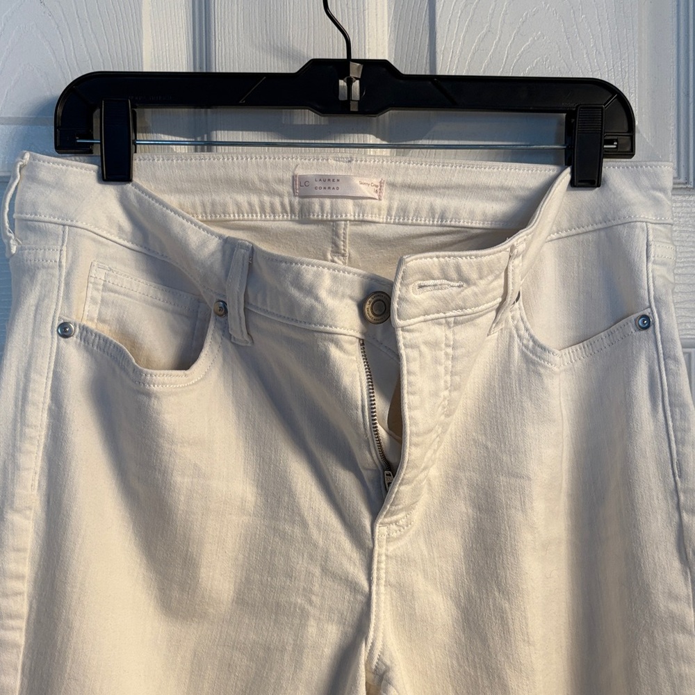 LC Lauren Conrad Women's High Rise White Jeans